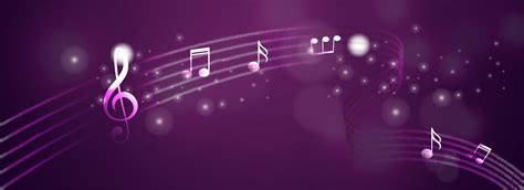 Purple Minimalistic Glare Music Notes Banner Background, Music, Musical Notes, Tabs Background ...