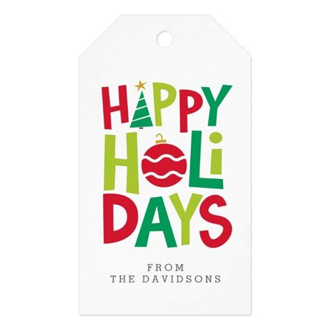 Happy holidays colorful gift tag | Zazzle.com | Gift tags, Colorful gifts, Holiday gift tags