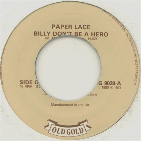 Paper Lace – Billy Don't Be A Hero (Vinyl) - Discogs