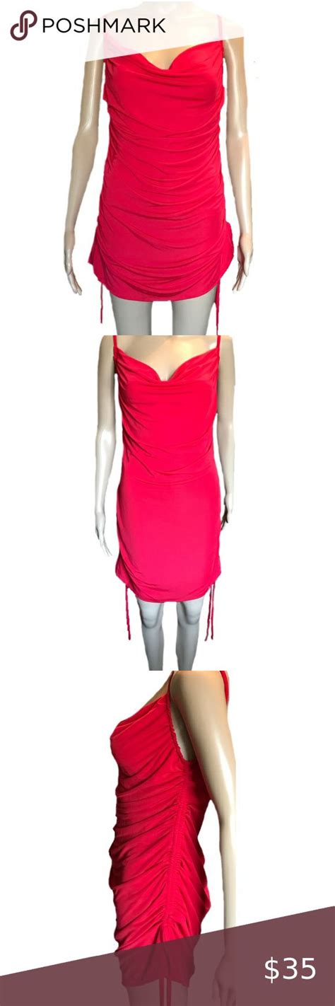 Tiger Mist Porto ruched mini dress medium red Mini dress with side ruching that ties at the ...