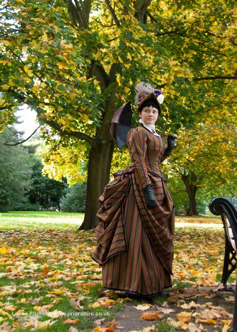 1884 Victorian bustle walking dress in wool, french bonnet in silk. Prior Attire www.facebook ...