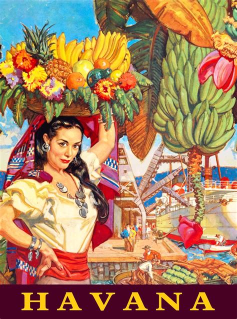 Cuba Cuban Havana Habana Girl with Fruit Travel Advertisement Poster ...