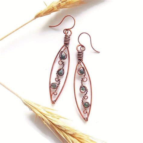 Leaf Wire Wrapped Earrings Leaf Wire Wrapped Jewelry copper | Etsy in 2020 | Wire earrings ...