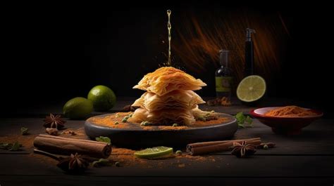 Premium AI Image | Baklava layered pastry dessert made of filo pastry ...