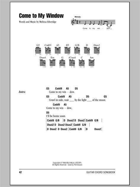 Come To My Window by Melissa Etheridge - Guitar Chords/Lyrics - Guitar Instructor