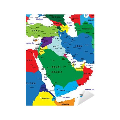 Sticker Middle east political map-Vector illustration - PIXERS.NET.AU