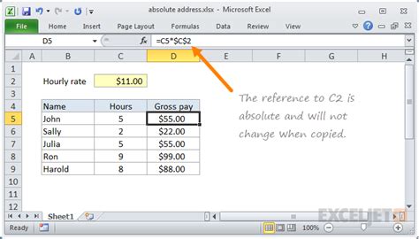 Excel Absolute reference | Exceljet