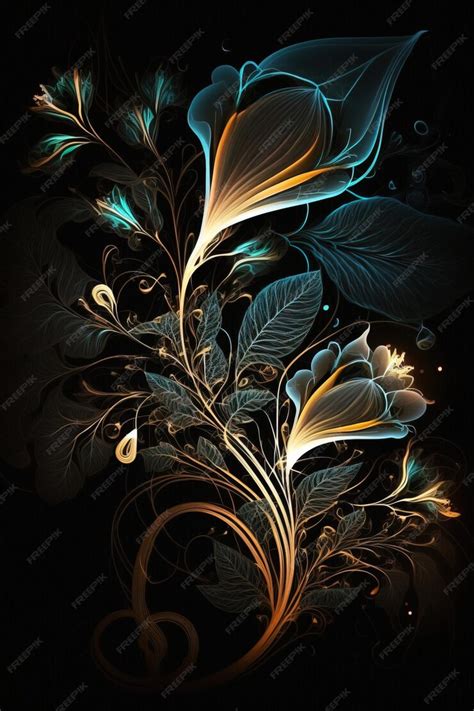 Premium Photo | Glowing flowers illustrations art design for poster, print or digital, isolated ...