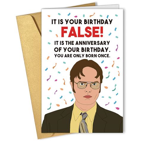 Buy Funny the Office Theme Happy Birthday Card, Dwight Schrute Card, It is the Anniversary of ...