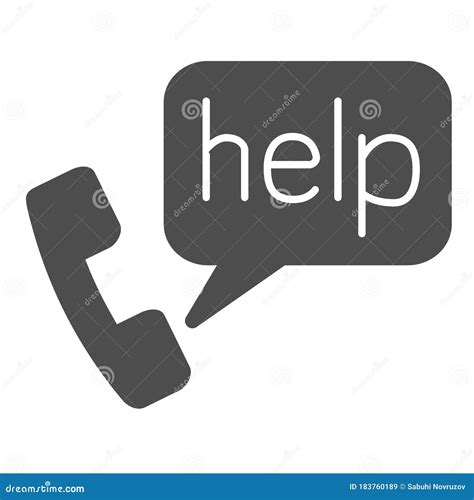 Handset with Speech Bubble Solid Icon, Hotline Support Concept, Emergency Call for Help Sign on ...