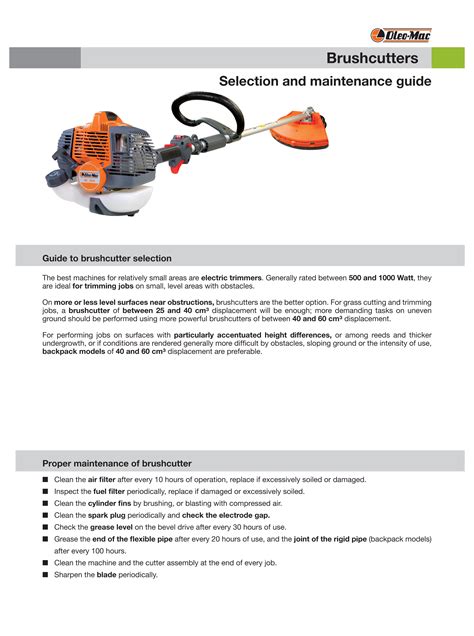 Selection & Maintenance Guide - Brushcutters | Chainsaw and Outdoor Power Limited