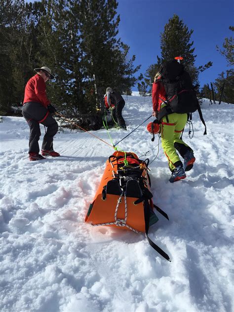 Tahoe Backcountry Ski Patrol training session With the Cobra Buckle Sked Stretcher - Skedco