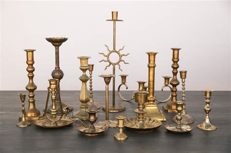 Assorted Set of Vintage Brass Candle Holders - Out Of The Dust Rentals