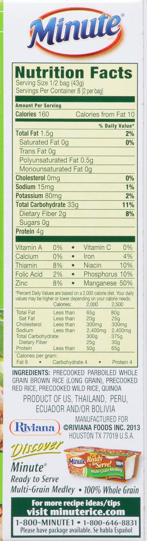 minute brown rice cups nutrition facts