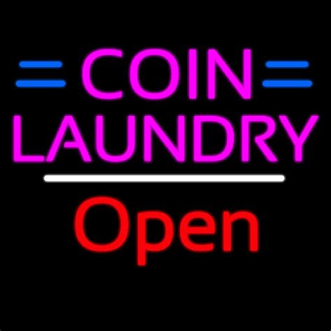 Custom Coin Laundry Open White Line Neon Sign USA – Custom Neon Signs ...