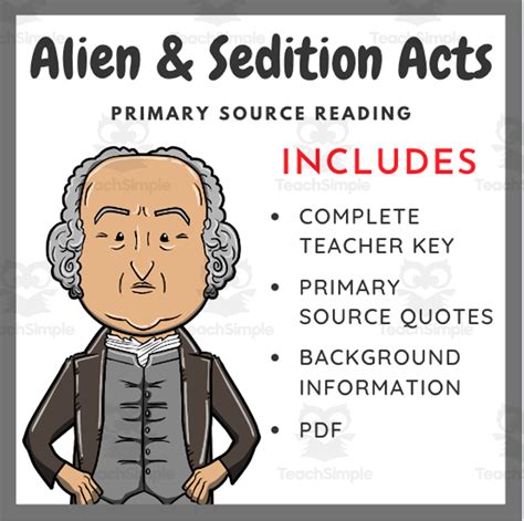 The Alien and Sedition Acts 1798: Primary Source Analysis by Teach Simple