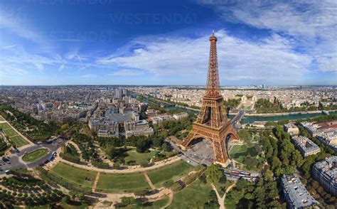 Aerial view of the Eiffel Tower, Paris, France stock photo