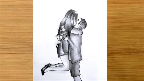 A Romantic couple Drawing with hugging each other || Pencil sketch || Couple Drawing Easy - YouTube