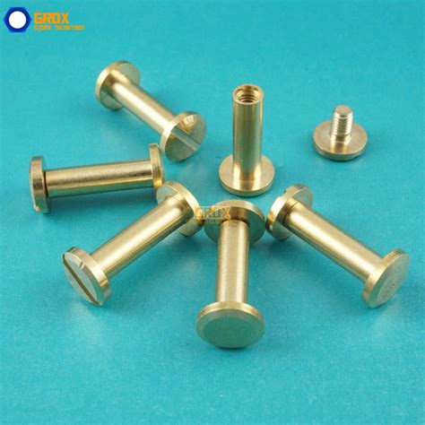 50 Set 8*14mm Solid Brass Rivet Chicago Screw for Leather Craft Belt ...