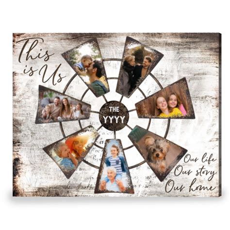 Rustic Farmhouse Wall Decor Personalized Family Gift Windmill Canvas Print Art - Oh Canvas