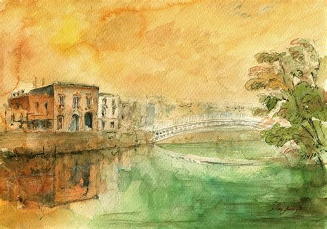 Dublin Ha'penny bridge painting Painting by Juan Bosco - Fine Art America