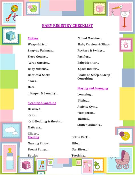 30+ Baby Registry Checklists (Newborn Baby Checklists) ᐅ TemplateLab