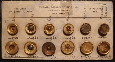 Scovill manufacturing Co., metal buttons for denim | Button cards ...