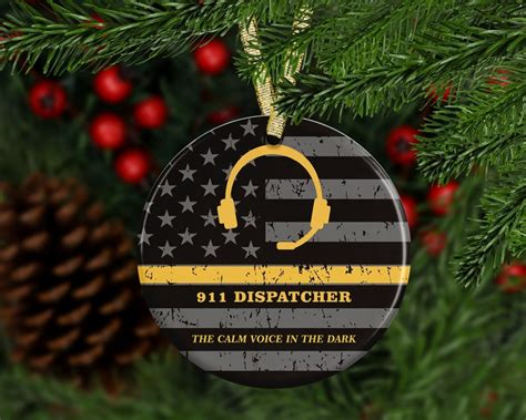 911 Dispatcher Headset Thin Gold Line Ornament MDF - Etsy