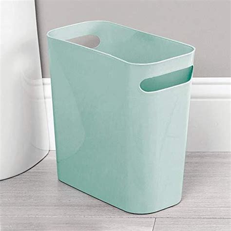 mDesign Slim Plastic Rectangular Small Trash Can Wastebasket, Garbage ...