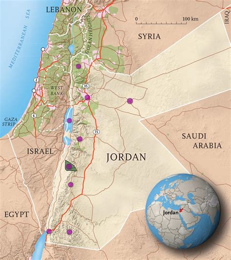 Map of Jordan - Kingdom of Jordan map (Western Asia - Asia)