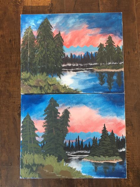 Me and a friend followed a Bob Ross tutorial with only dollar store supplies! : r/bobross