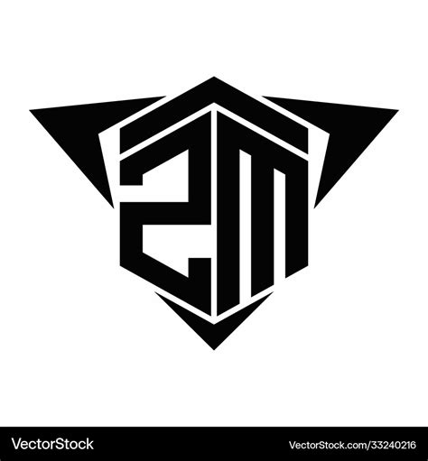 Zm logo monogram with wings arrow around design Vector Image