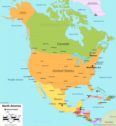 Map Of North America With Names - Middle East Political Map