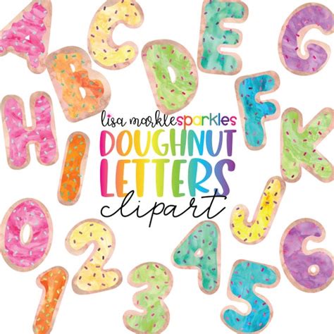 Watercolor Donut Alphabet Letters and Numbers Clipart | Etsy