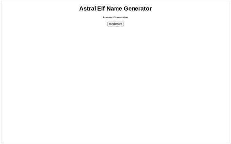 Astral Elf Name Generator