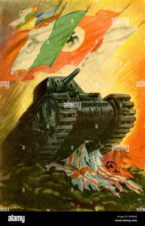 World War 2: Tank crushing Allies ' flags. Flag carrying flags of Italy ...