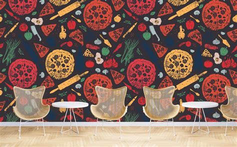 Pizza Pattern Wallpaper for Pizzeria and Restaurants - Magic Decor