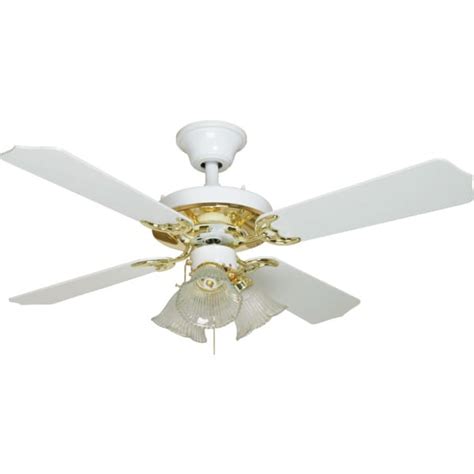 42" Dual Mount Ceiling Fan White Polished Brass Tulip Light | HD Supply