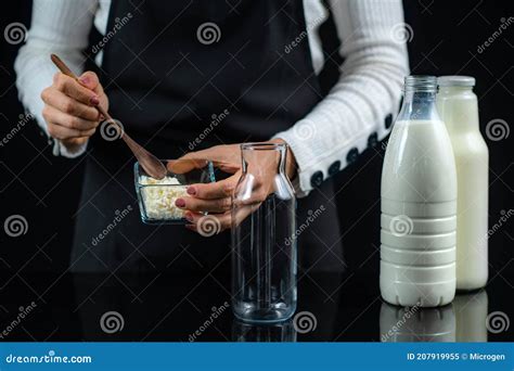 Making Kefir, a Fermented Milk Drink, at Home Stock Image - Image of ...