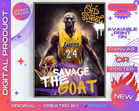 Kobe Bryant the Goat Custom Portrait Modern Wall Art Unique Kobe Bryant ...