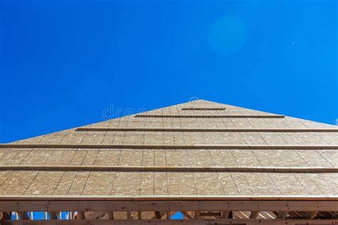Home Framing with Roof for New Residential Construction. Stock Photo - Image of lumber, plank ...