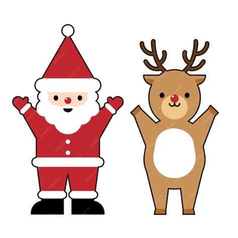 Premium Vector | Christmas Santa Claus and Deer Characters.