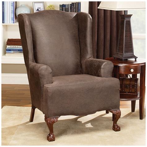 Sure Fit® Stretch Leather Wing Chair Slipcover - 581253, Furniture Covers at Sportsman's Guide