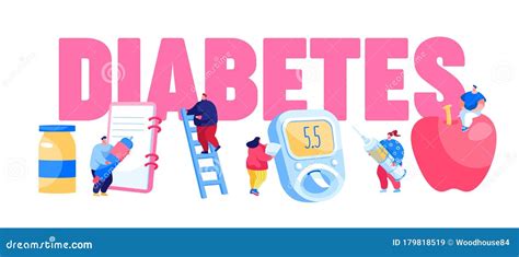 Diabetes Sickness, Glucose Testing Meter, Insulin Control Landing Page Template Set. Tiny People ...