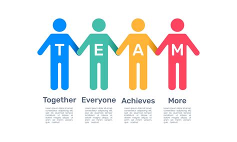 Infographic human 4 colors. TEAM Together, Everyone, Achieve, More ...