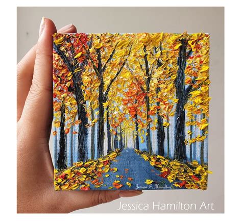 Original Oil Painting Hello Fall Canvas Wall Art Landscape - Etsy