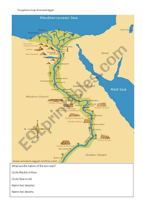 egypt geography worksheet - ESL worksheet by abijane