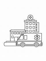 Hospital Building Coloring Page sketch template