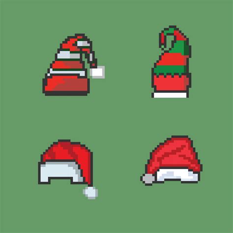 Pixel art Christmas hat and Santa hat Festive Christmas 8bit game item 7984318 Vector Art at ...