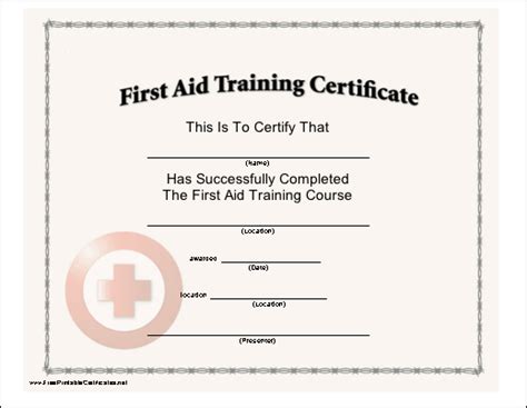 First Aid Training Printable Certificate For Cpr Card Template Birth ...